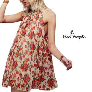 Free People Pleated Floral Mini Dress